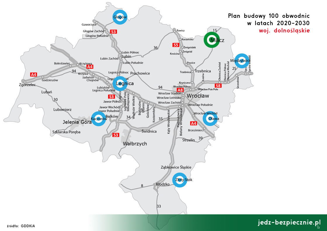 Polskie drogi – Budowa 100 obwodnic – Milicz, województwo dolnośląskie